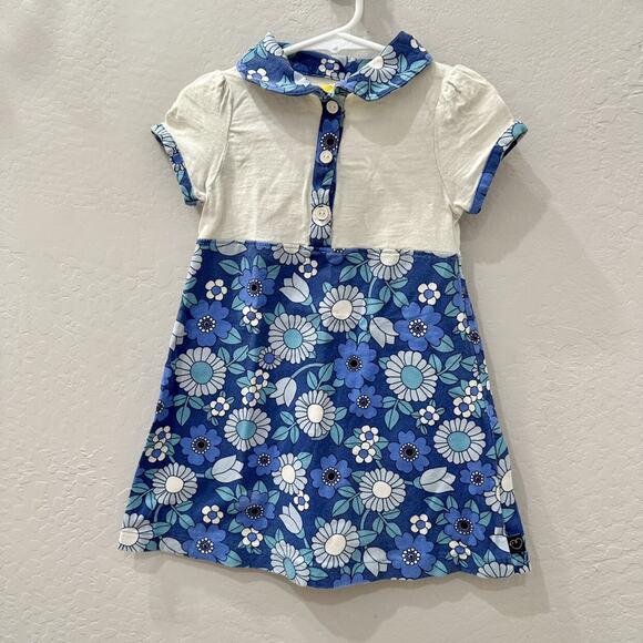 Little Bird by Jools Oliver Blue Retro Floral Peter Pan Collar Dress - Picture 1 of 7
